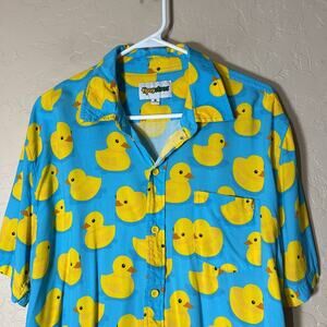 Tipsy Elves rubber ducky button down short sleeve shirt size XL